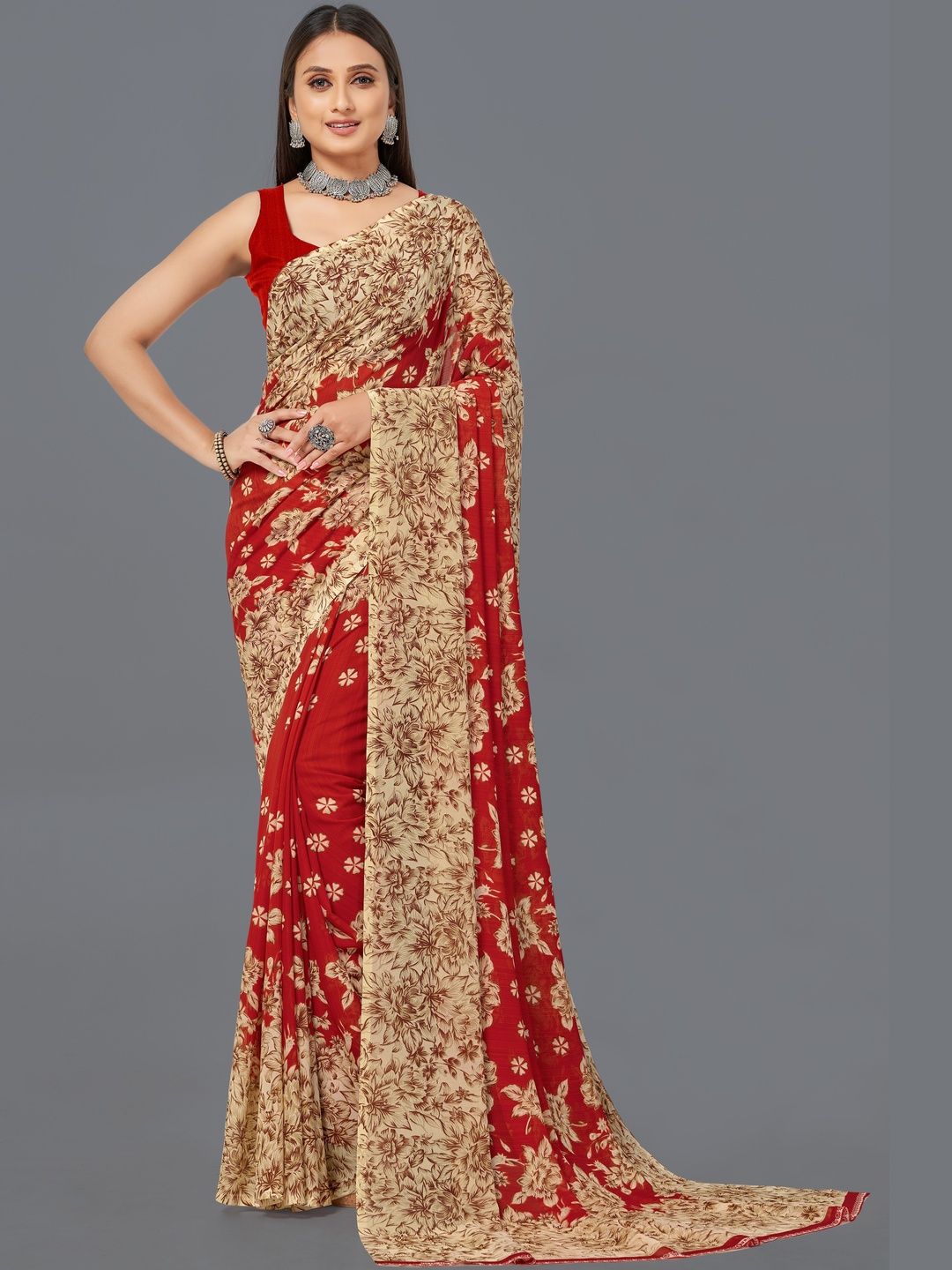 SZN Floral Poly Georgette Saree-picture-14