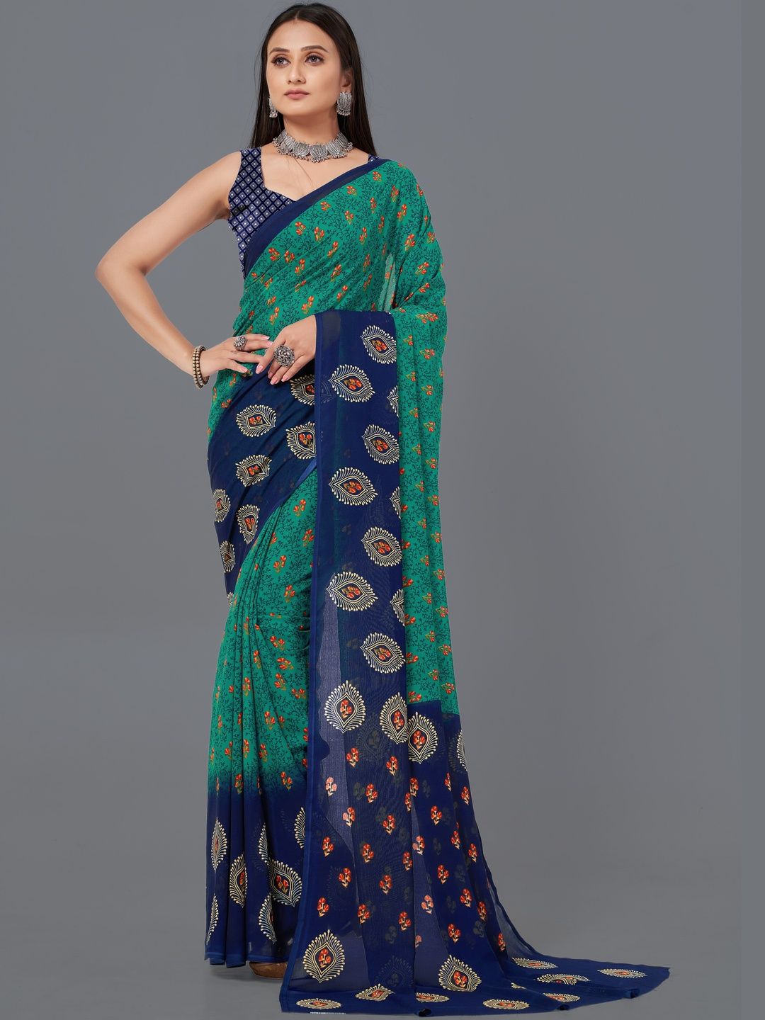 SZN Ethnic Motifs Poly Georgette Saree-picture-54