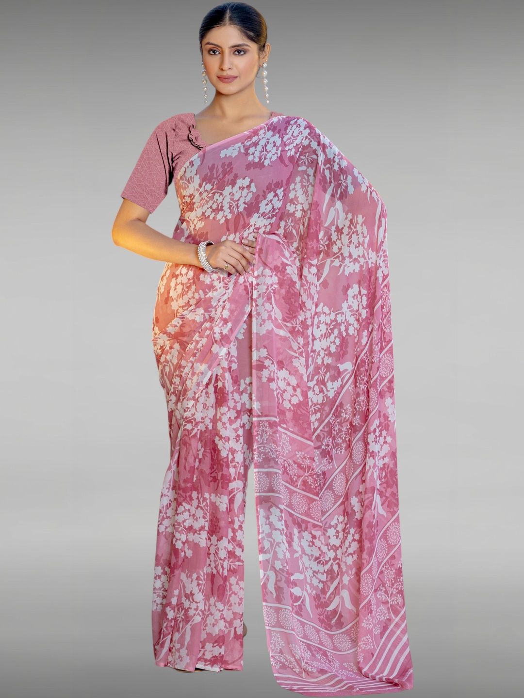 SZN Floral Poly Georgette Saree-picture-18