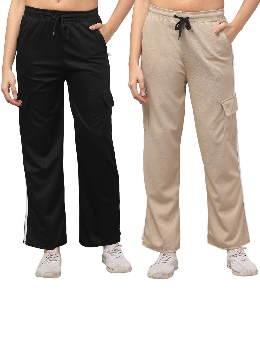 LYNO Women Pack of 2 Slim Fit Colourblocked Training Track Pants-picture-23