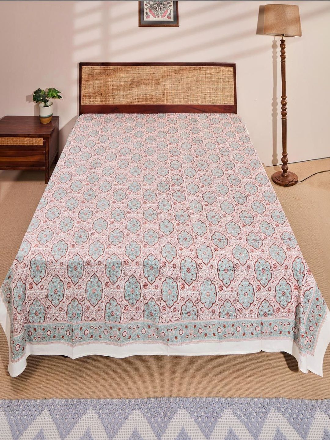 Fabindia Blue Printed Cotton Bed Covers-picture-24