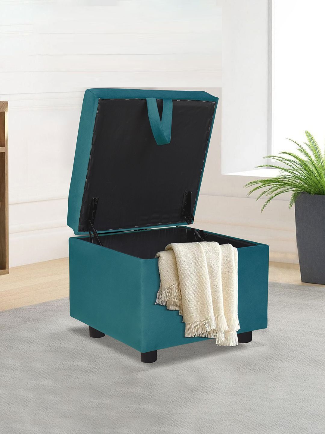 ARRA Green Textured 1 Seater With Storage Ottomans-picture-28