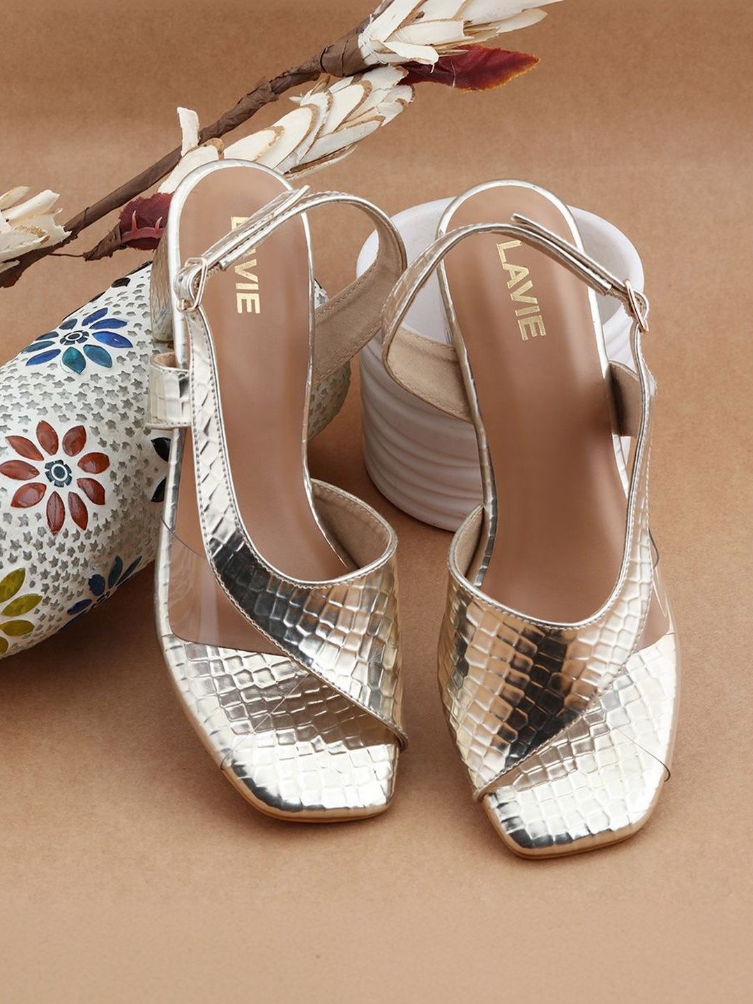 Lavie Textured Party Block Sandals-picture-26