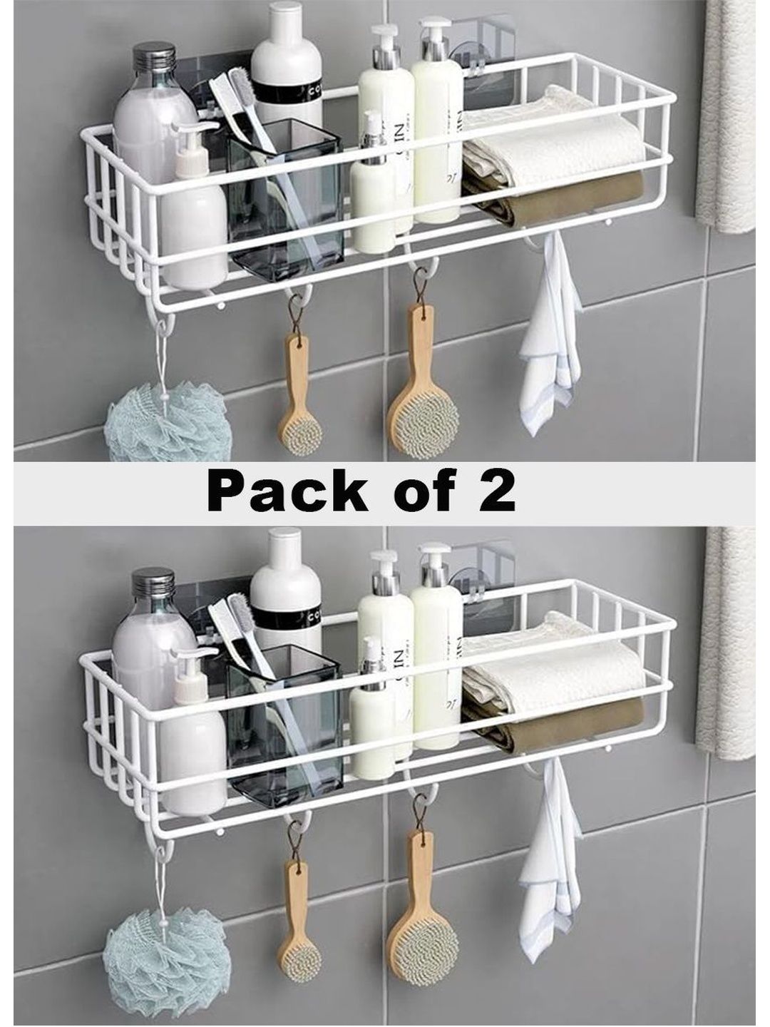 DXDT White & White Solid Stainless Steel Bathroom Caddy-picture-54