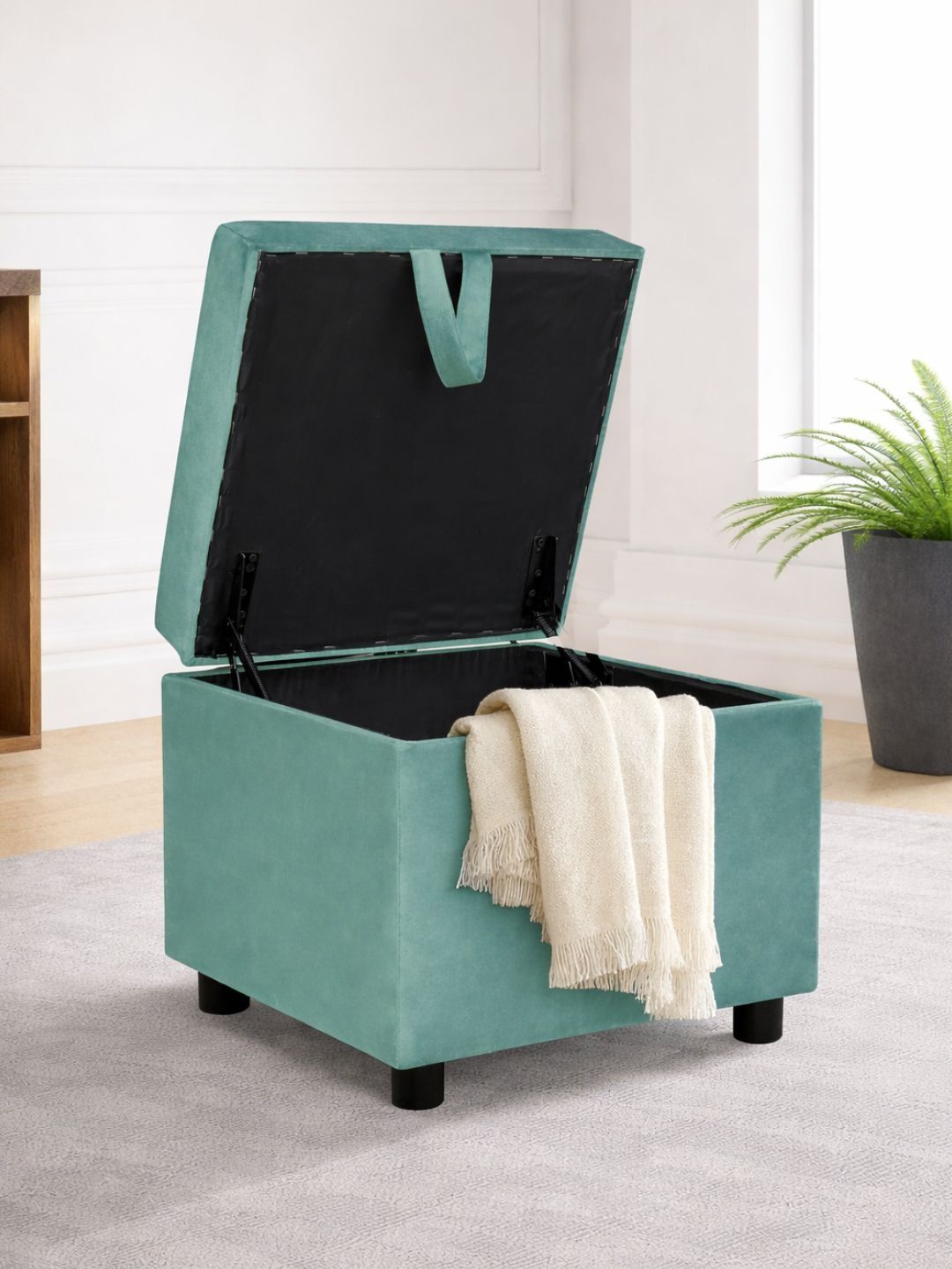 ARRA Sea Green Textured 1 Seater With Storage Ottomans-picture-17