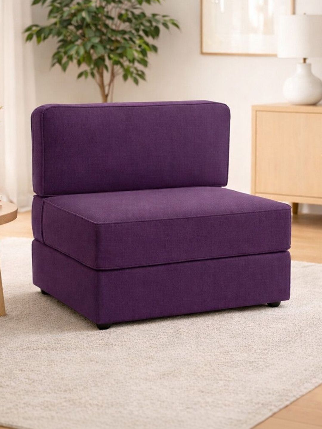 Pum Pum Purple Leatherette 2 Seater Fold Out Sofa Cum Bed-picture-52