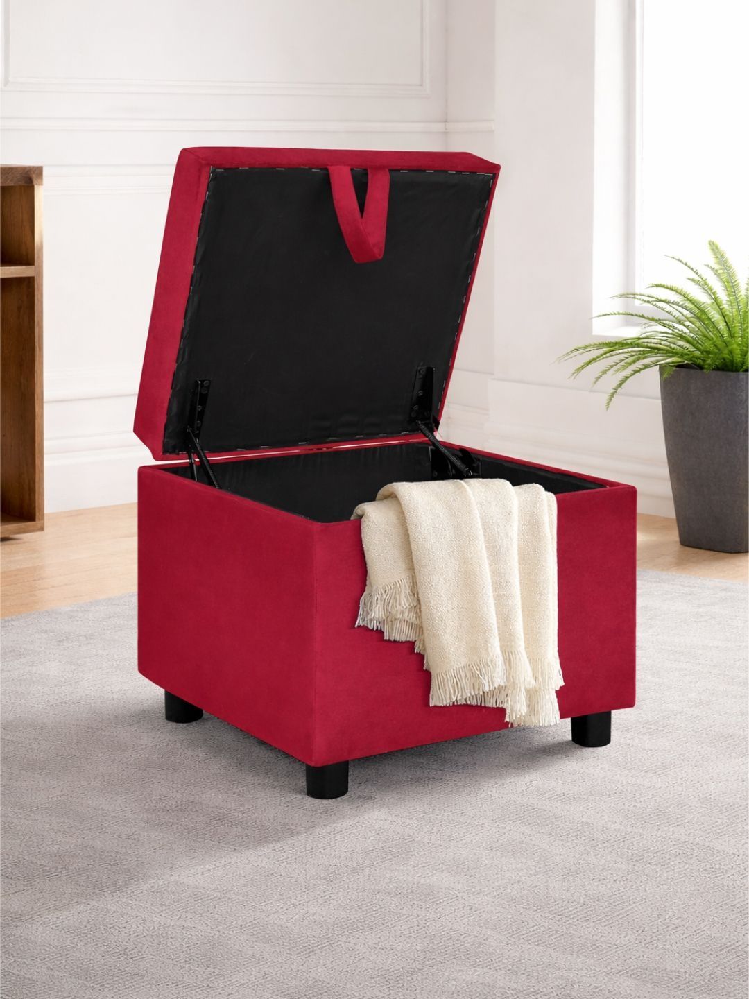 ARRA Maroon Textured 1 Seater With Storage Ottomans-picture-54