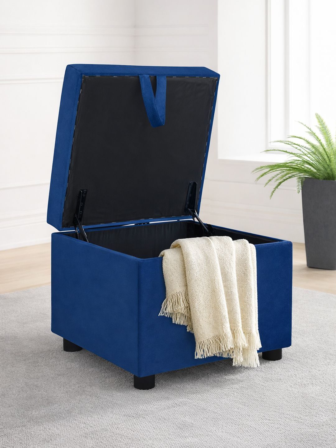 ARRA Blue Textured 1 Seater With Storage Ottomans-picture-29