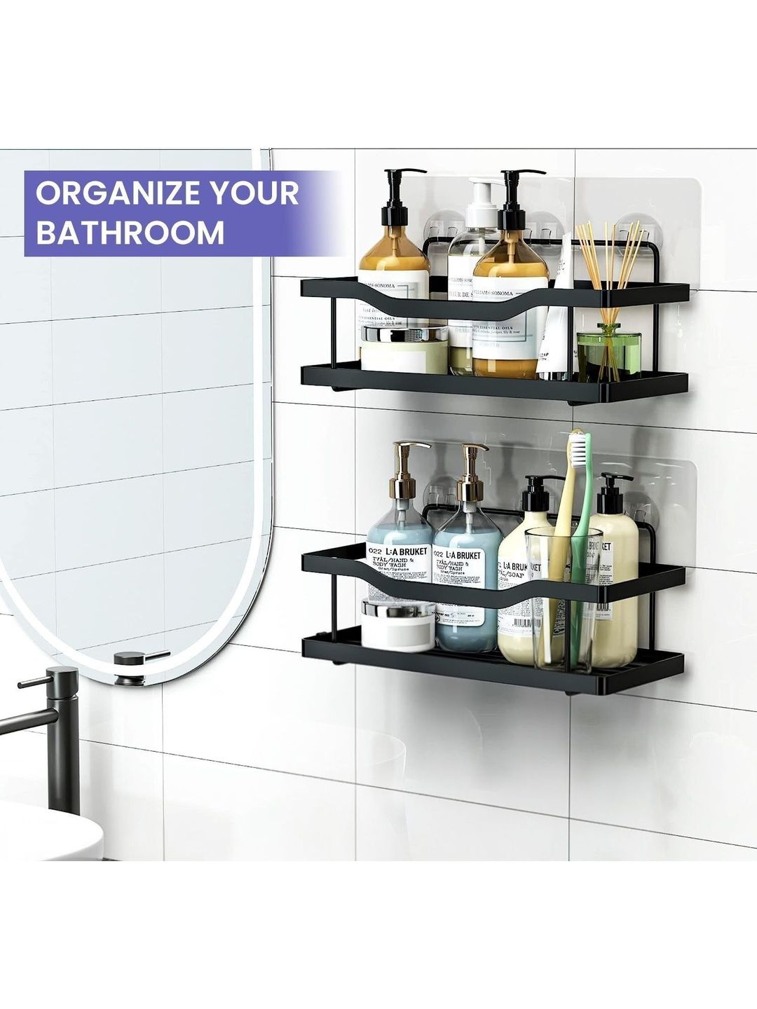 DXDT Black & Black Solid Iron Bathroom Caddy-picture-54
