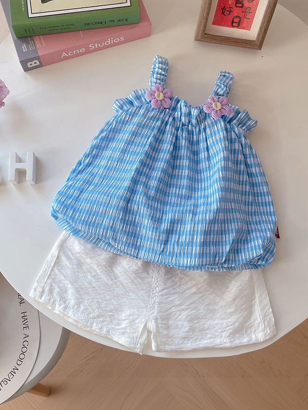 YK Girls Checked Top with Shorts