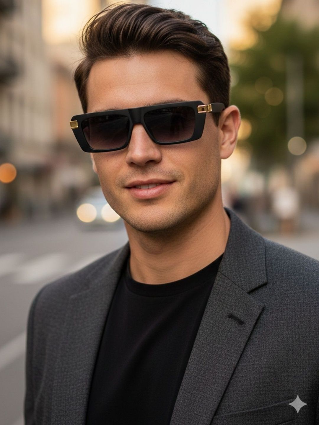 SZN Men Black Lens & Black Square Sunglasses with-image-6