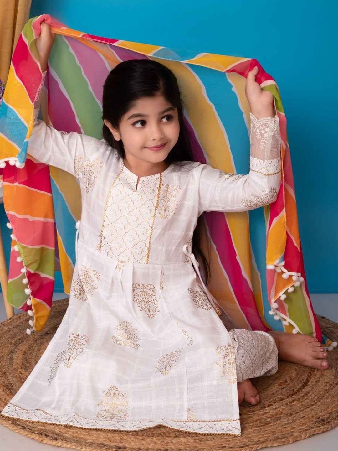 KALINI Girls Ethnic Motifs Printed Regular Kurta with Trousers & With Dupatta-picture-20