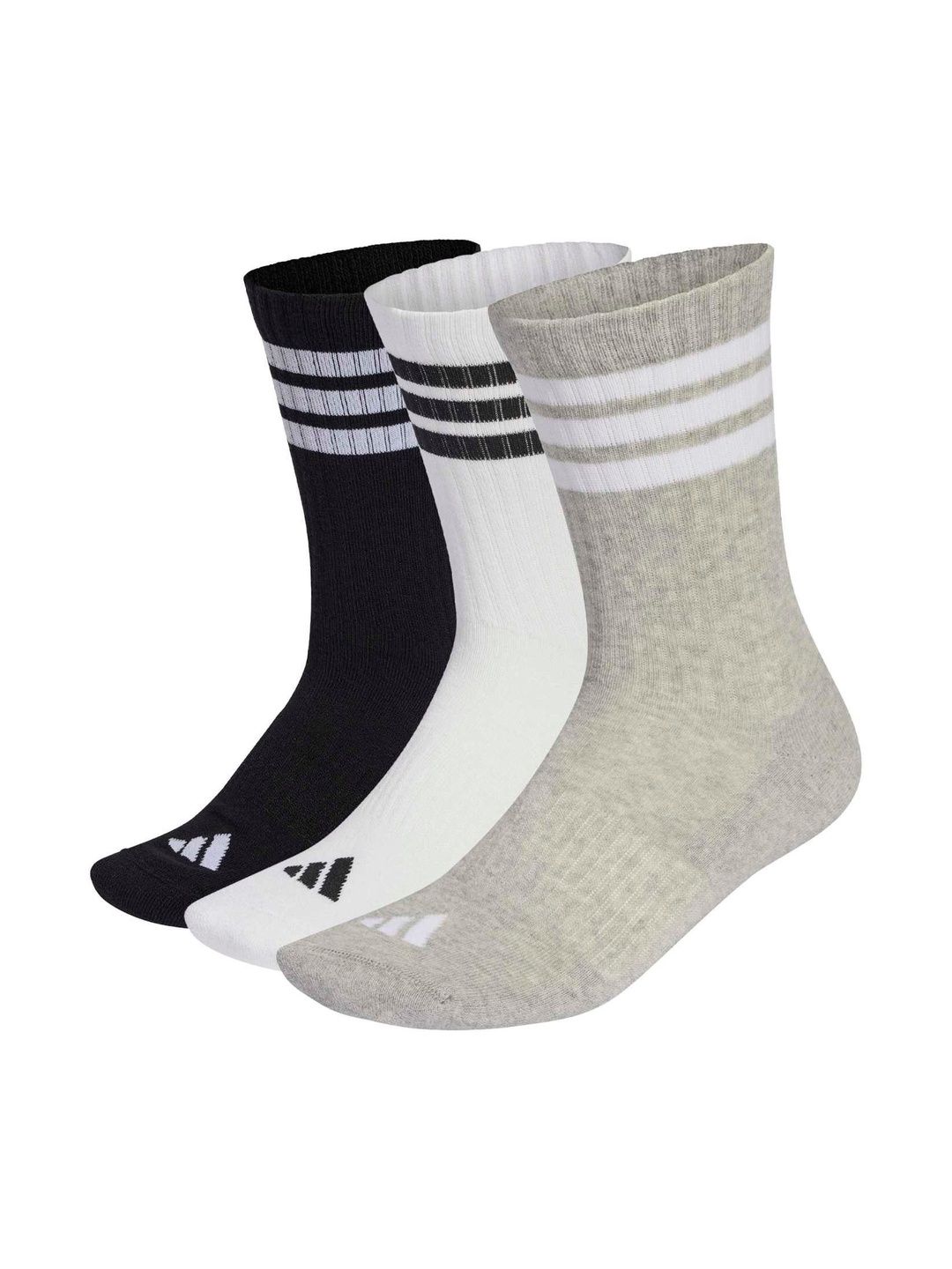 ADIDAS Men Pack of 3 Cotton Striped Calf Length Socks-image-2