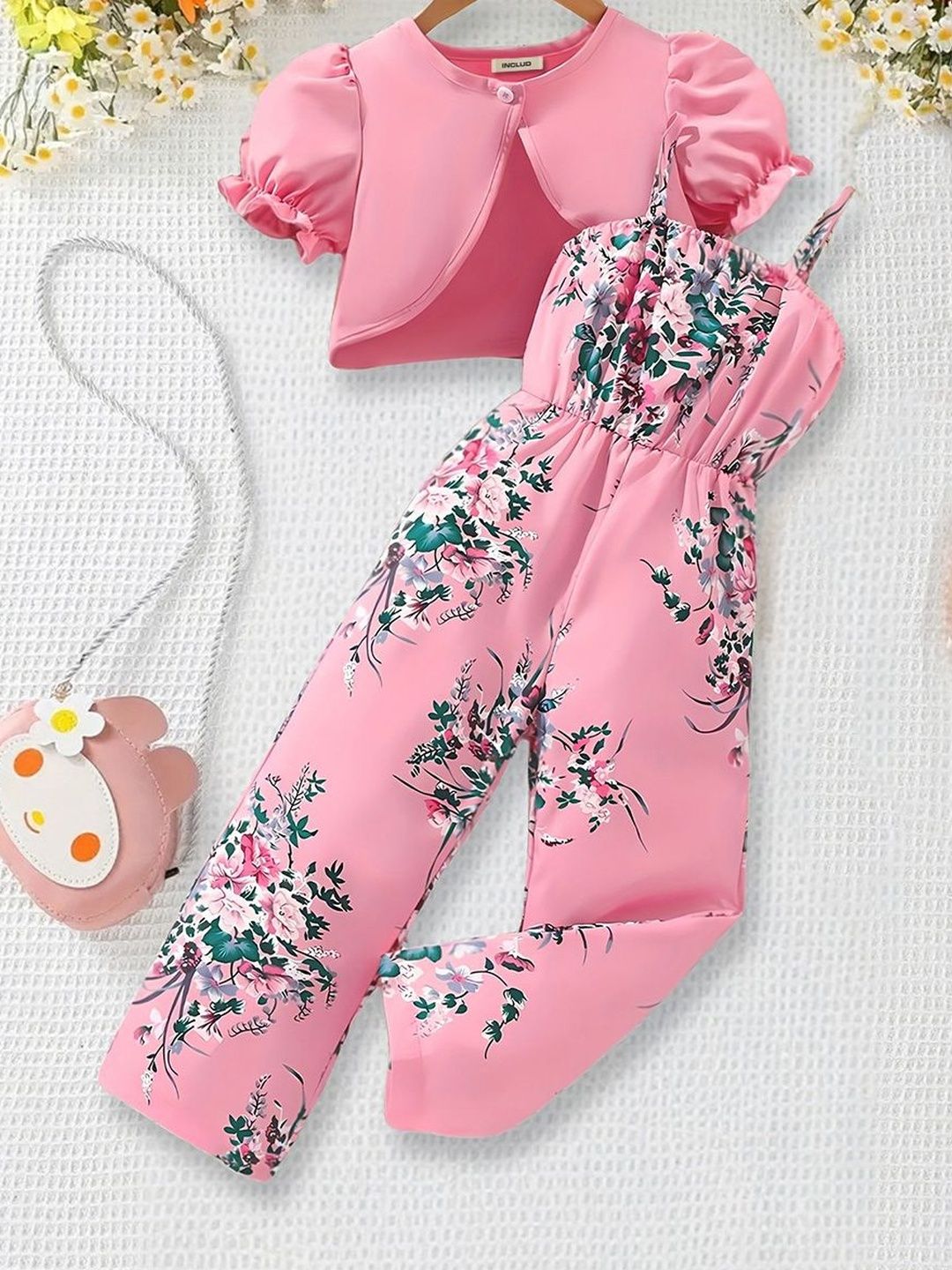 YK Girls Printed Basic Jumpsuit