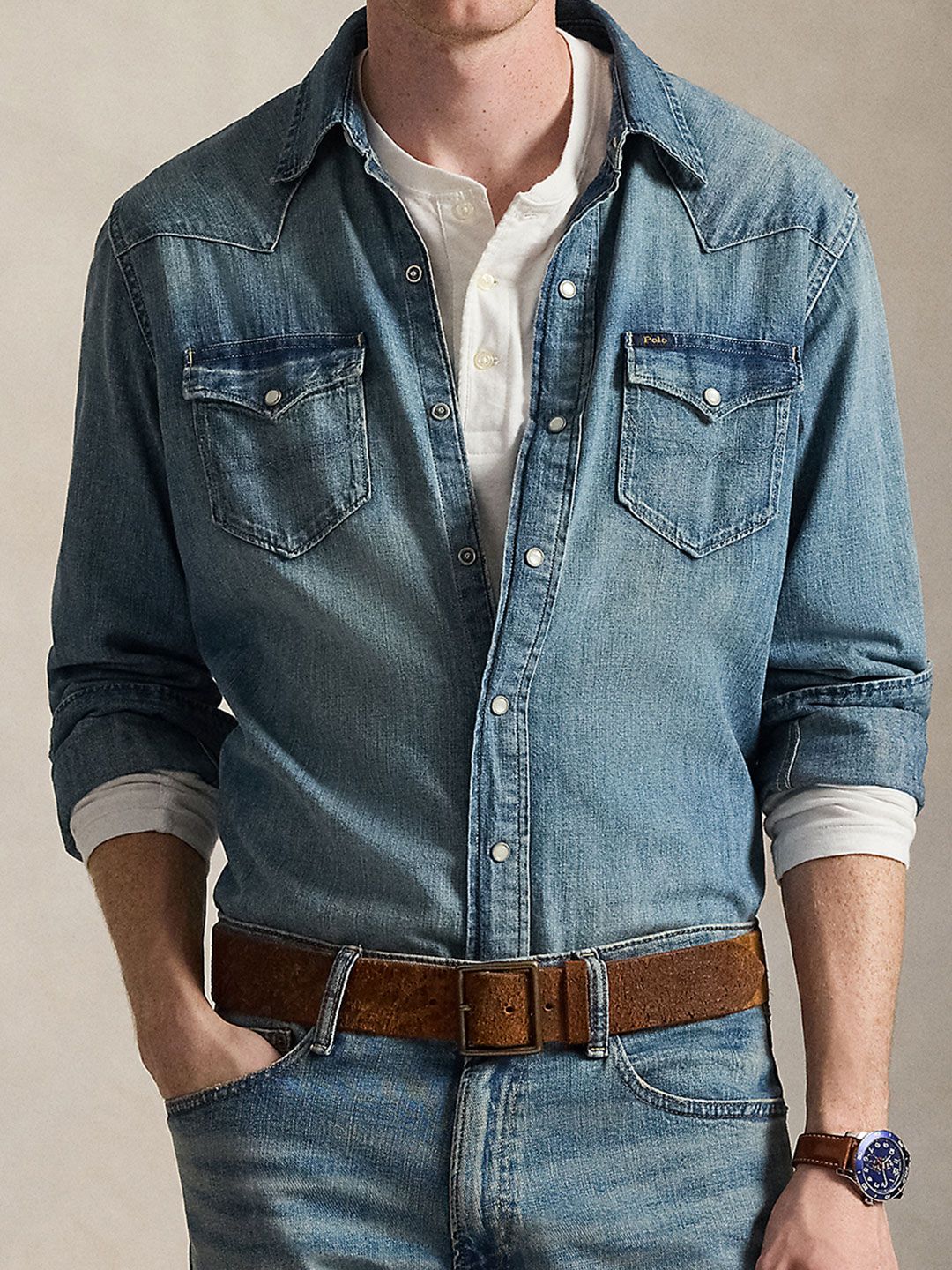 Polo Ralph Lauren Cotton Spread Collar Shirt-image-35