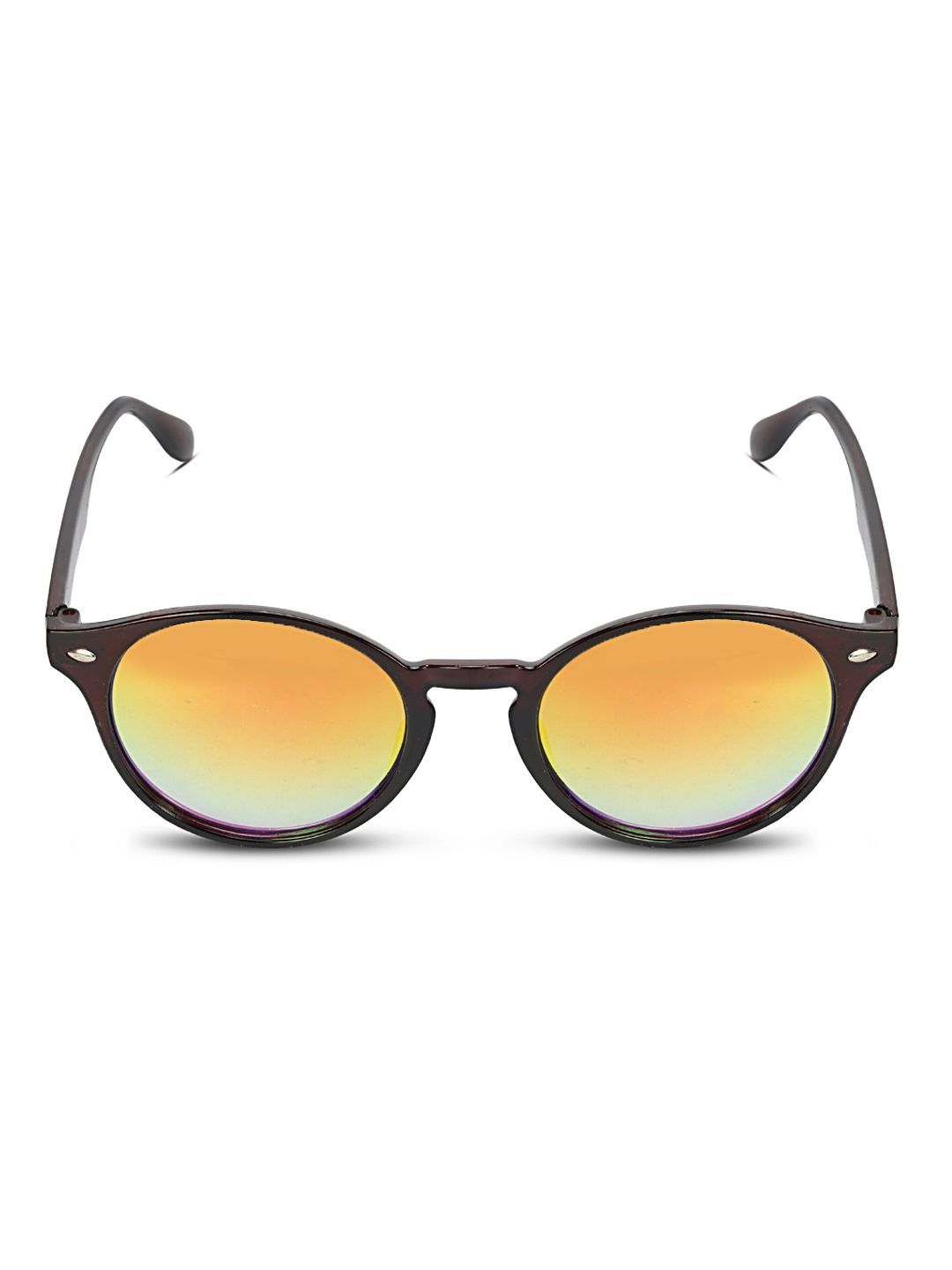 David Martin Men Orange Lens & Brown Round Sunglasses with-image-3