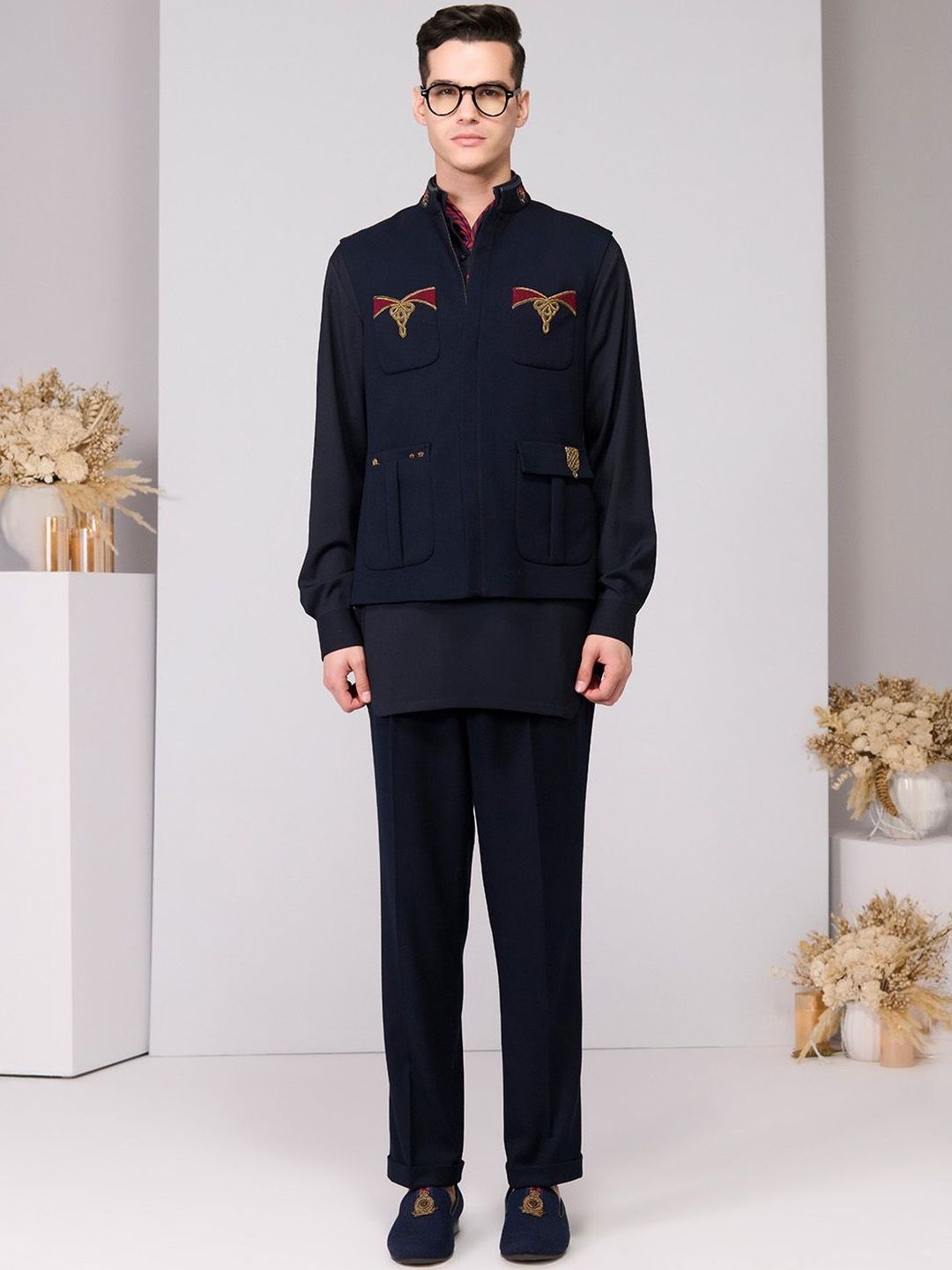S&N by Shantnu Nikhil Embroidered Nehru Jacket-picture-27