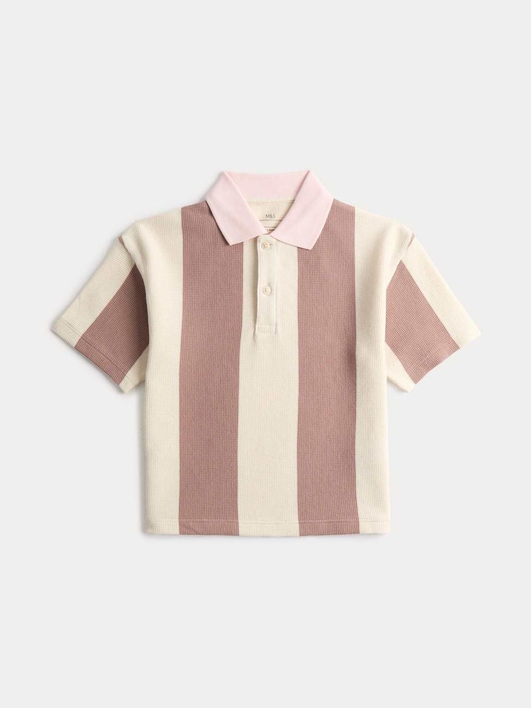 Marks & Spencer Pure Cotton Striped Waffle Rugby Top-picture-30