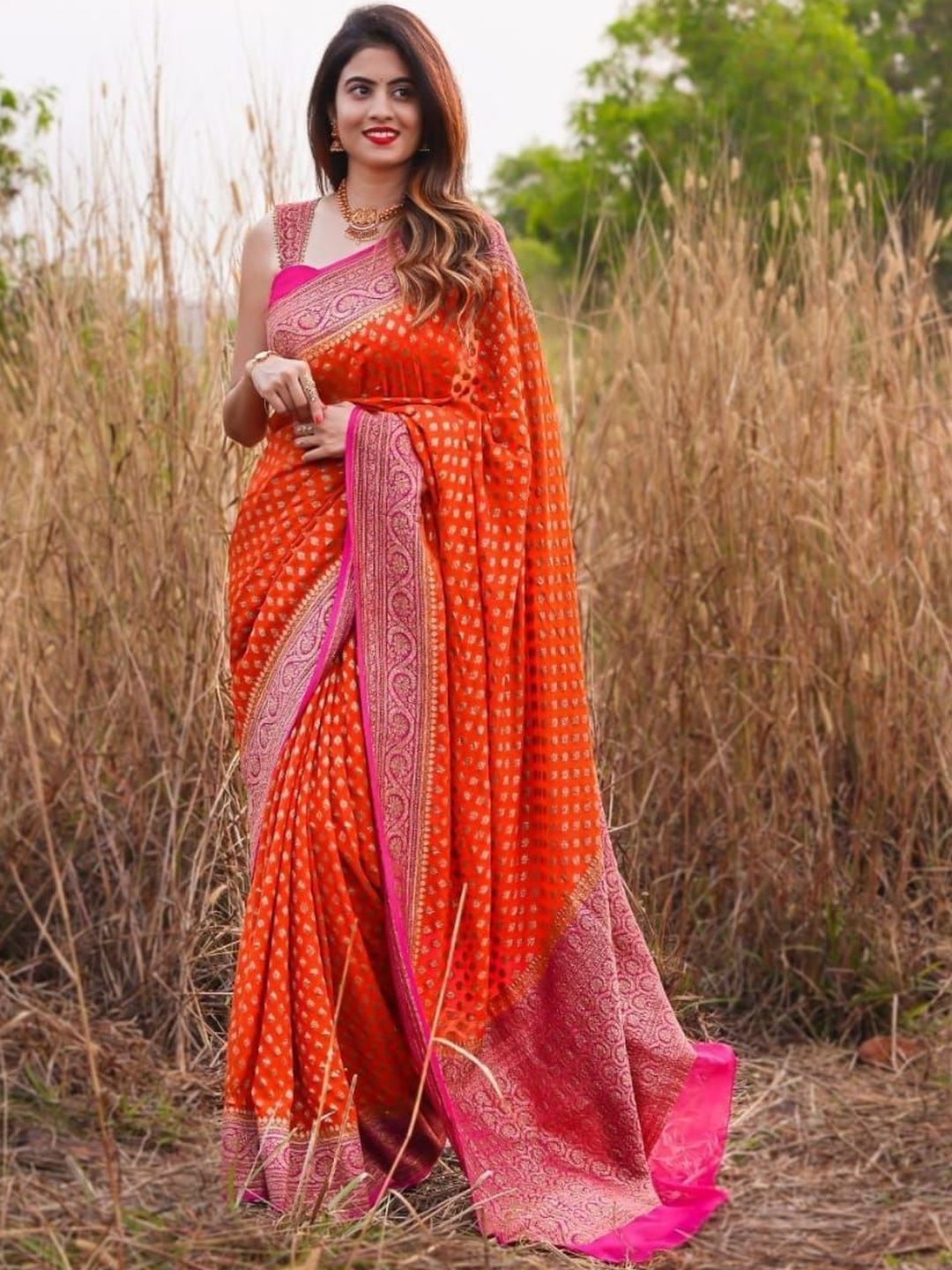 Mitera Ethnic Motifs Zari Silk Blend Saree-picture-34