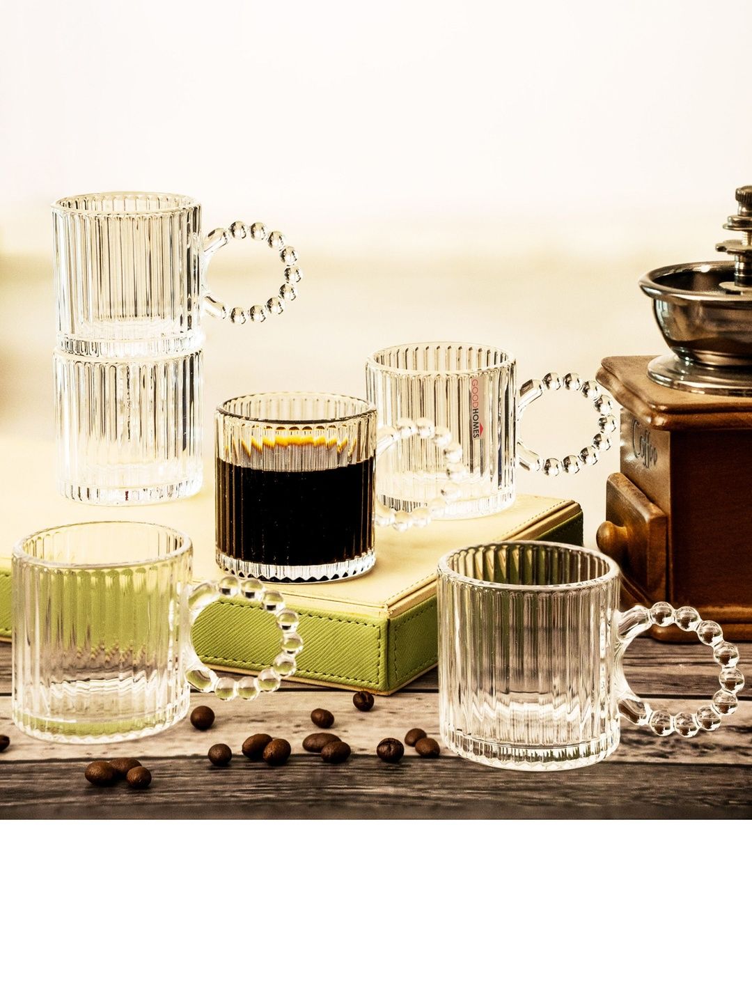 GOODHOMES Transparent Textured Glass Glossy Mugs Set of Cups and Mugs-image-16