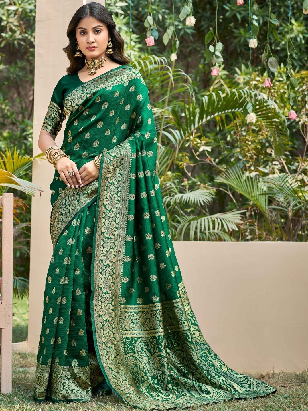 SZN Ethnic Motifs Zari Silk Blend Heavy Work Banarasi Saree-picture-15