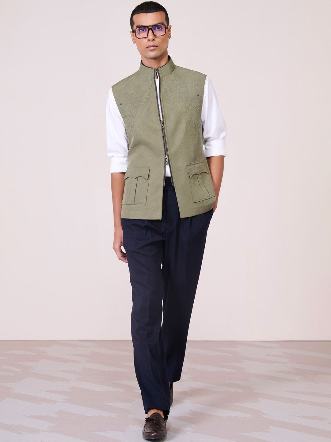 S&N by Shantnu Nikhil Woven Nehru Jacket-picture-15