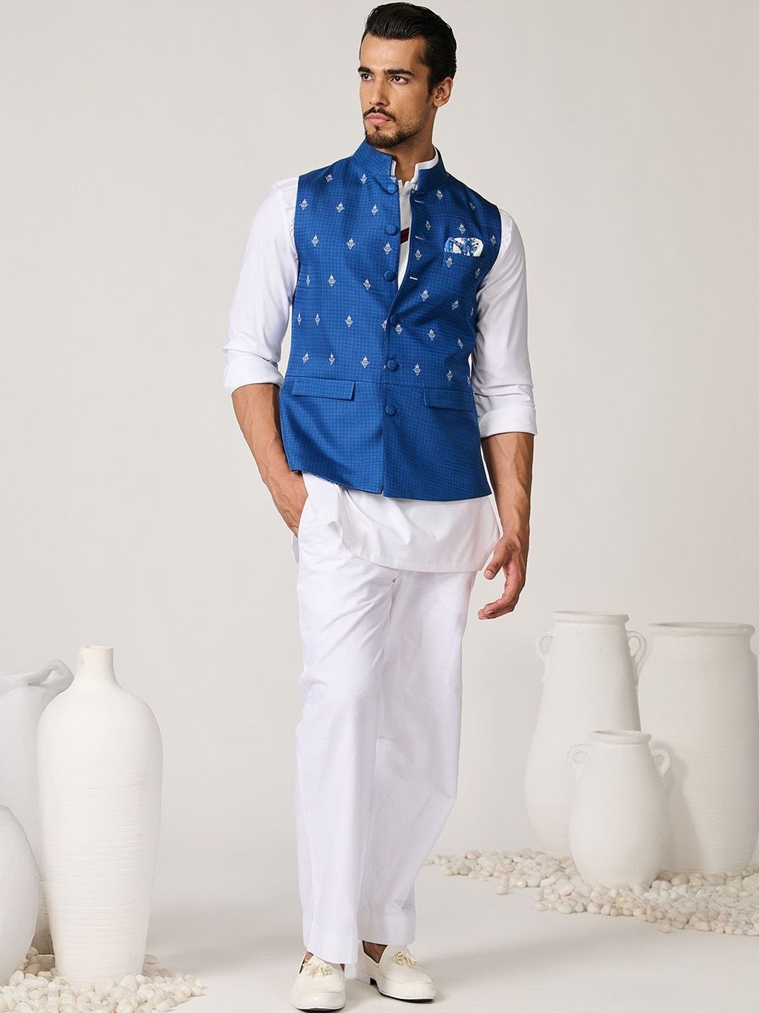 S&N by Shantnu Nikhil Printed Nehru Jacket-picture-26