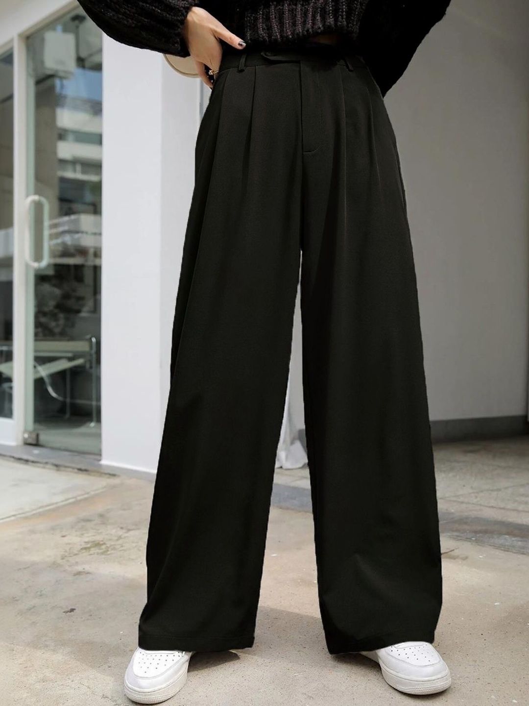 Stylecast X Kotty Women Straight Fit High-Rise Wrinkle Free Pleated Trousers-picture-28