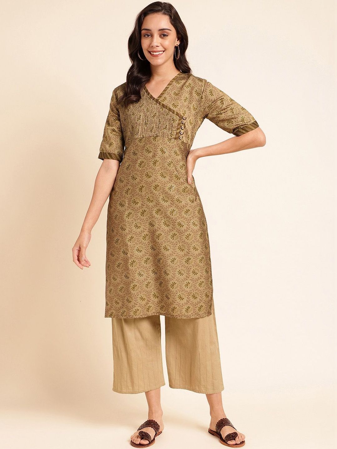 Ishin Botanical Printed V-Neck Kurti-picture-51