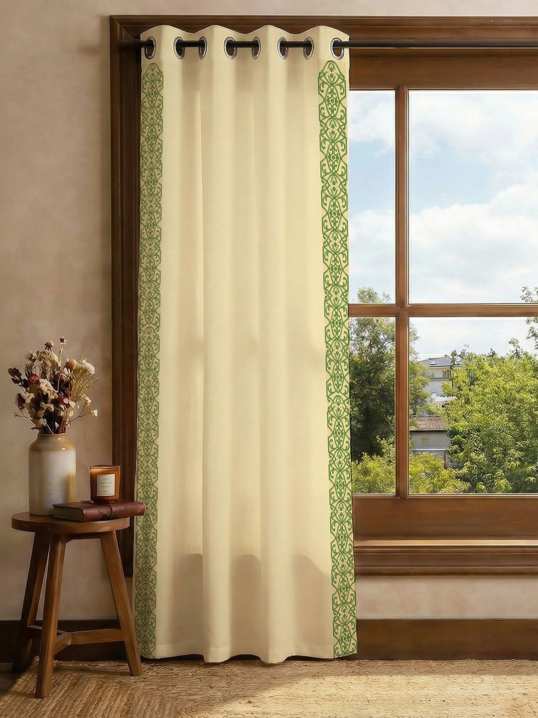 URBAN SPACE Beige Floral Door Curtain-image-44