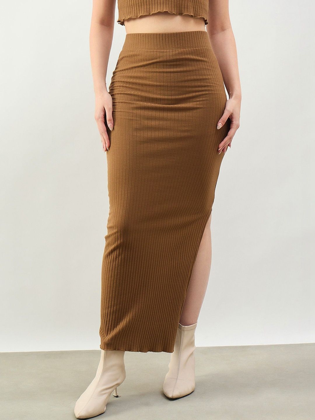 SASSAFRAS BASICS Women Cotton Slits Side Slit Midi Pencil Skirt-picture-21
