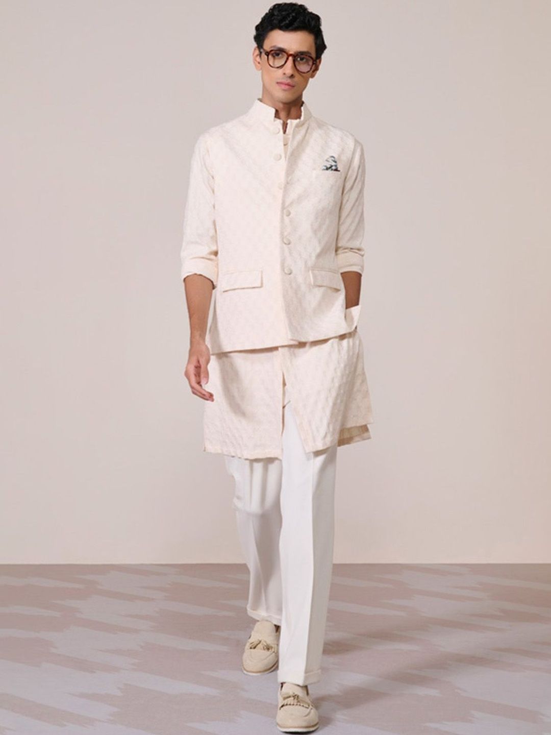 S&N by Shantnu Nikhil Woven Nehru Jacket-picture-14