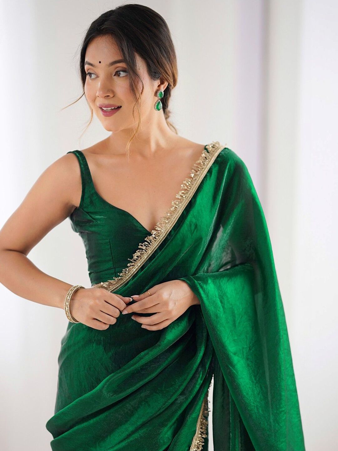 LOROFY Zari Poly Chiffon Saree-picture-8