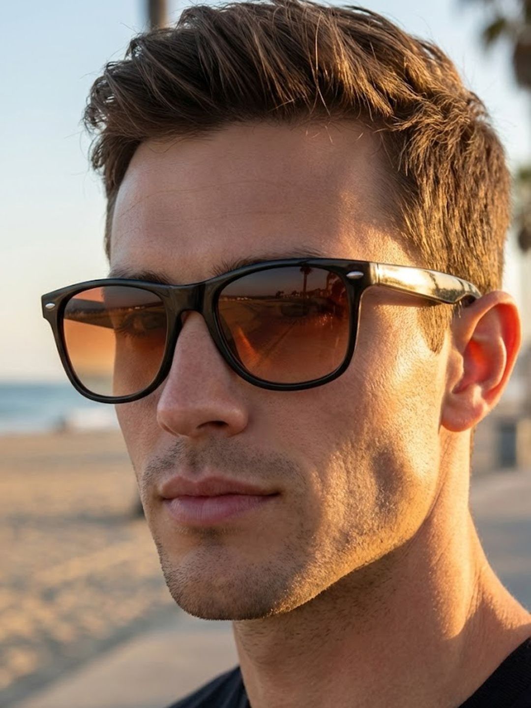 SZN Men Brown Lens & Black Wayfarer Sunglasses with-image-28
