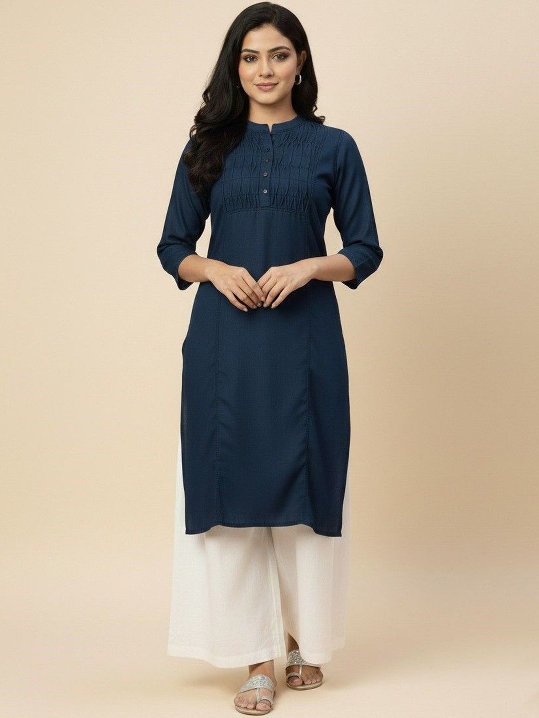 SK Creation Woven Design Thread Work Pure Cotton Blend Thread Work Kurti-image-26