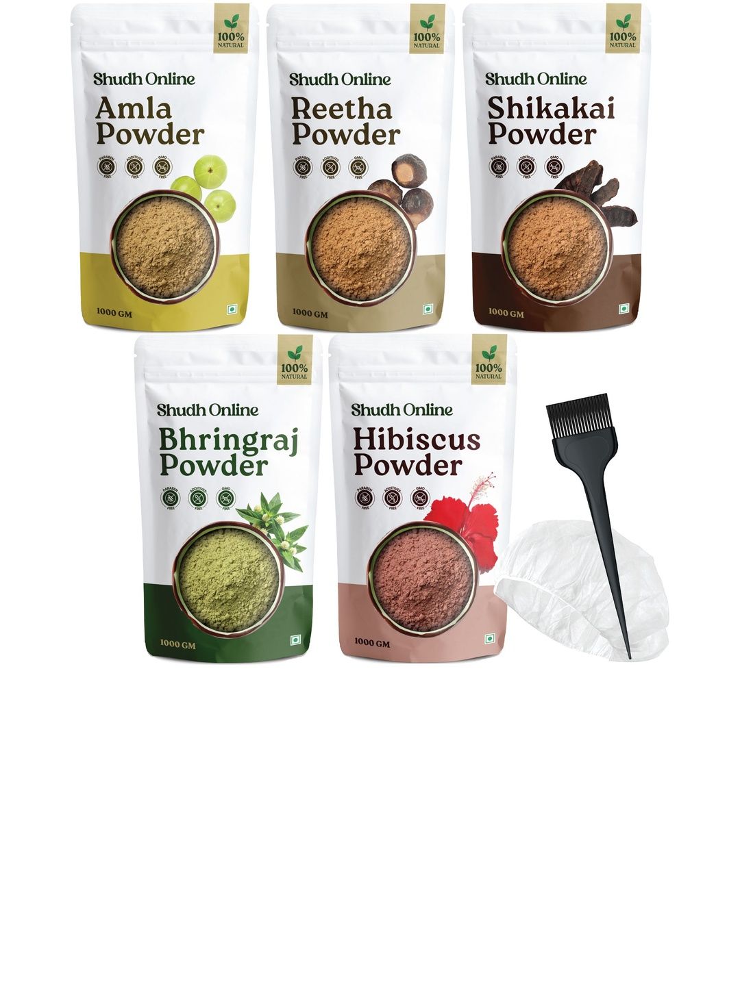 Shudh Online Set Of 5 Amla, Reetha, Bhringraj, Shikakai & Hibiscus Powder - 200 g Each-image-38