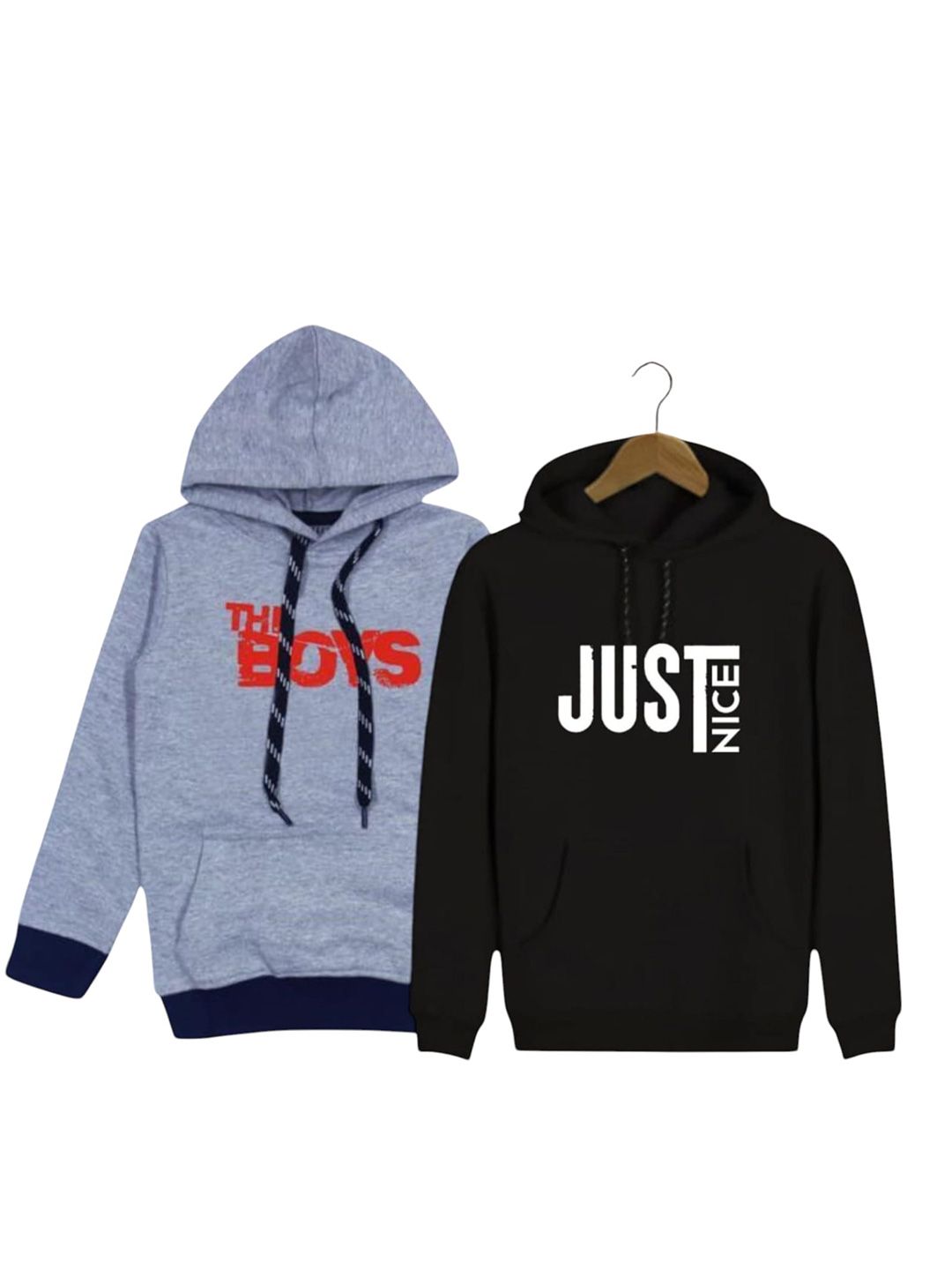 CoolTees4U Kids Unisex Pack Of 2 Typography Printed Hooded Cotton Pullover Sweatshirts-image-30