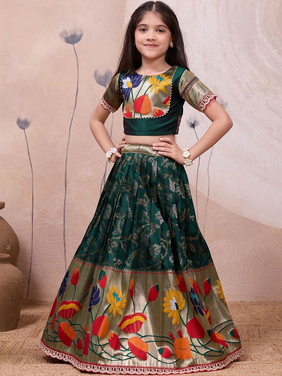Tasarika Girls Printed Ready to Wear Lehenga &