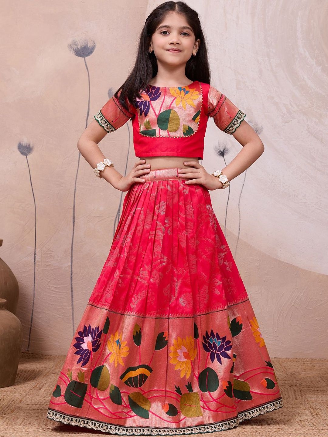 Tasarika Girls Embroidered Ready to Wear Lehenga &