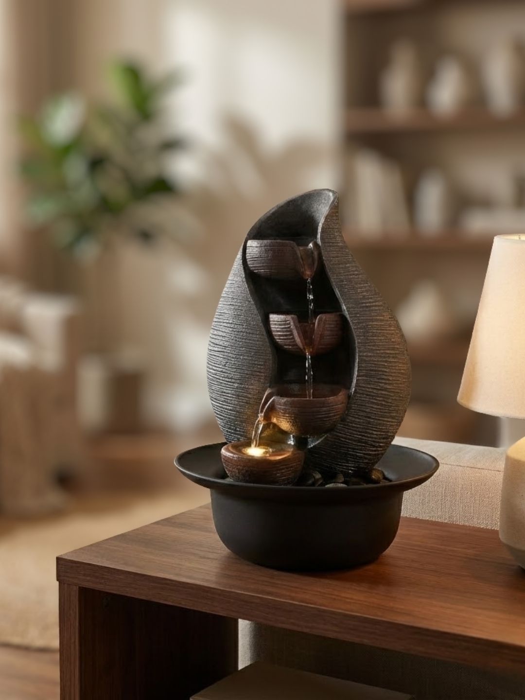 HomeTown Impression Grey & Black Textured Medium Water Fountains