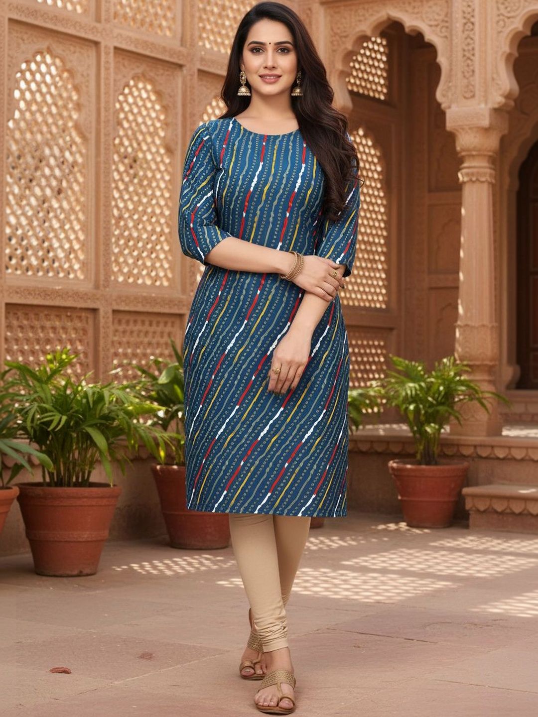 Buy JANKHANA Pack Of 6 Abstract Straight Kurtas - Kurtas for Women ...