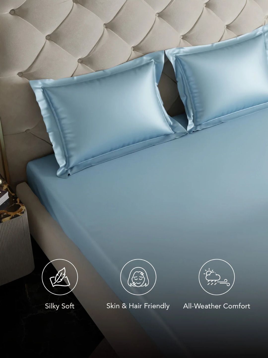 JAIPUR FABRIC Blue 350 TC Bedsheet with 2 Pillow Covers-picture-46