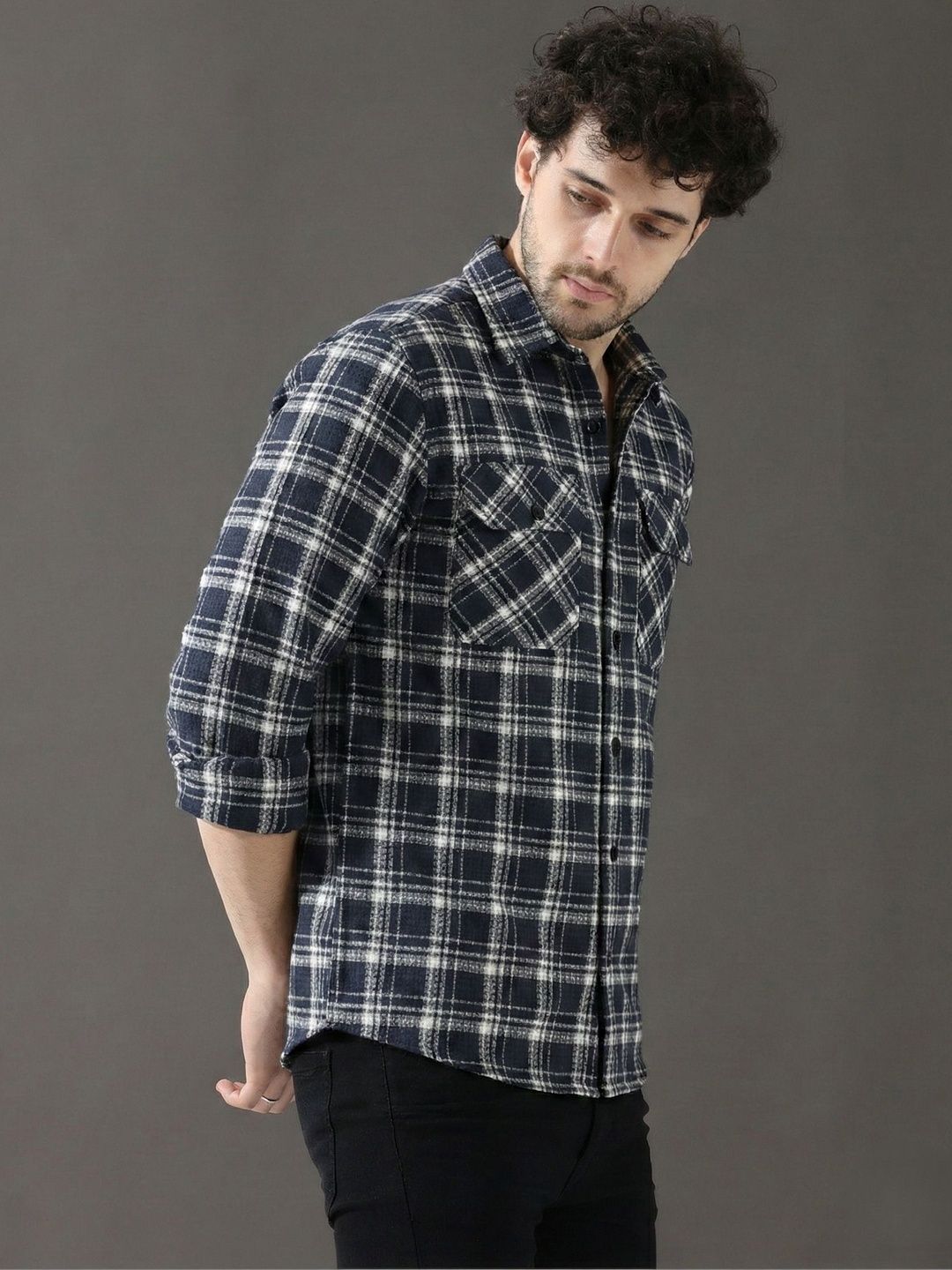 COMBRAIDED Men Checked Woven Jacket-picture-12