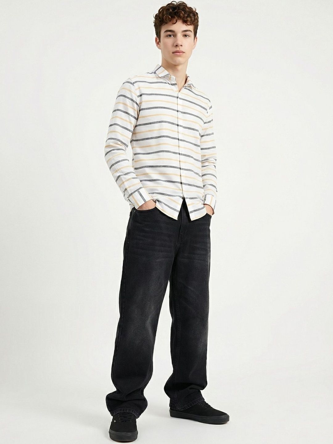 SZN Men Slim Fit Horizontal Stripes Striped Casual Shirt-picture-26