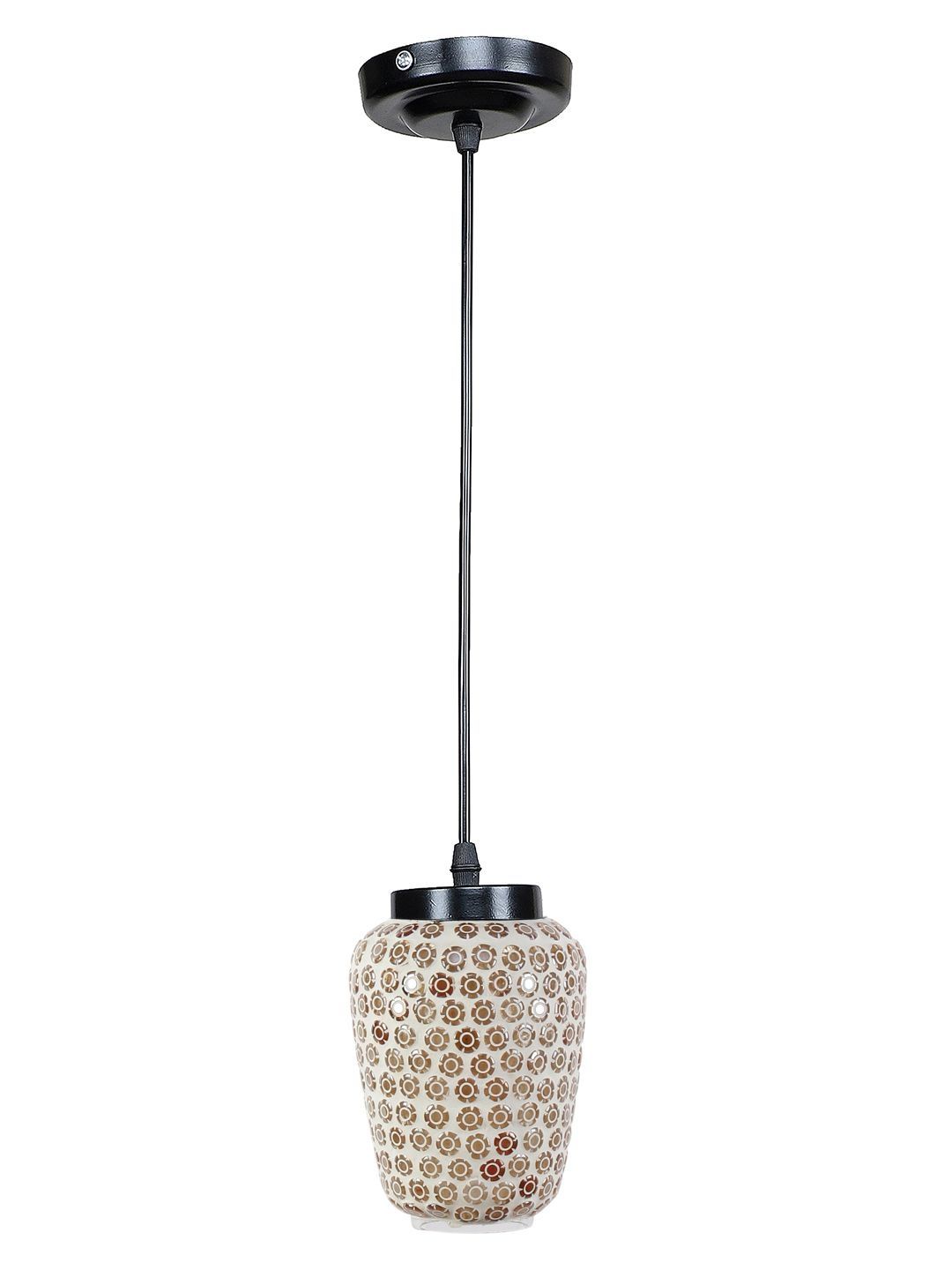 Aura Multicoloured & Cream-Coloured Textured Glass Ceiling Lamp-image-42