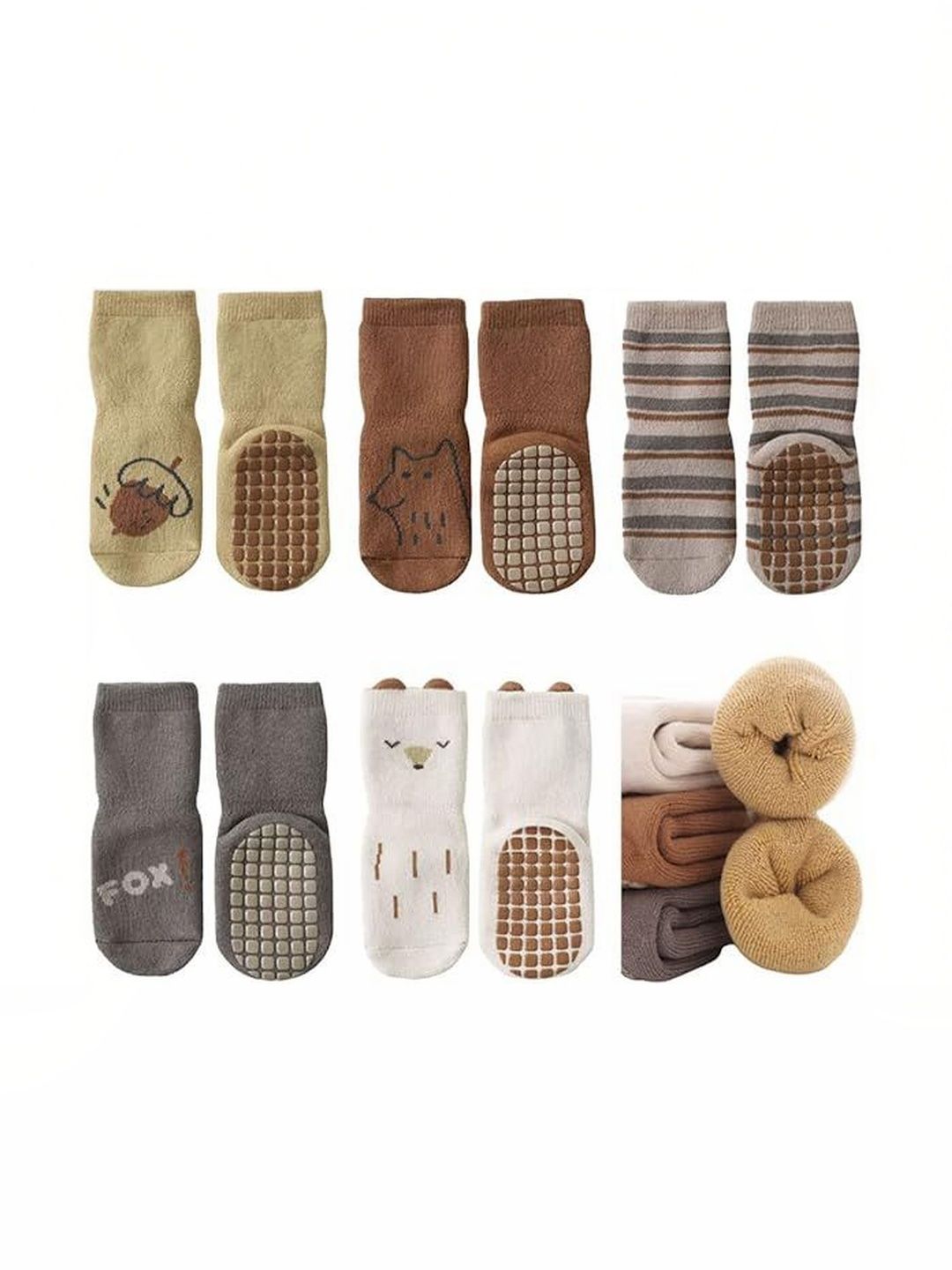 Teri Beri Kids Pack of 5 Patterned Cotton Calf Length Socks-picture-22