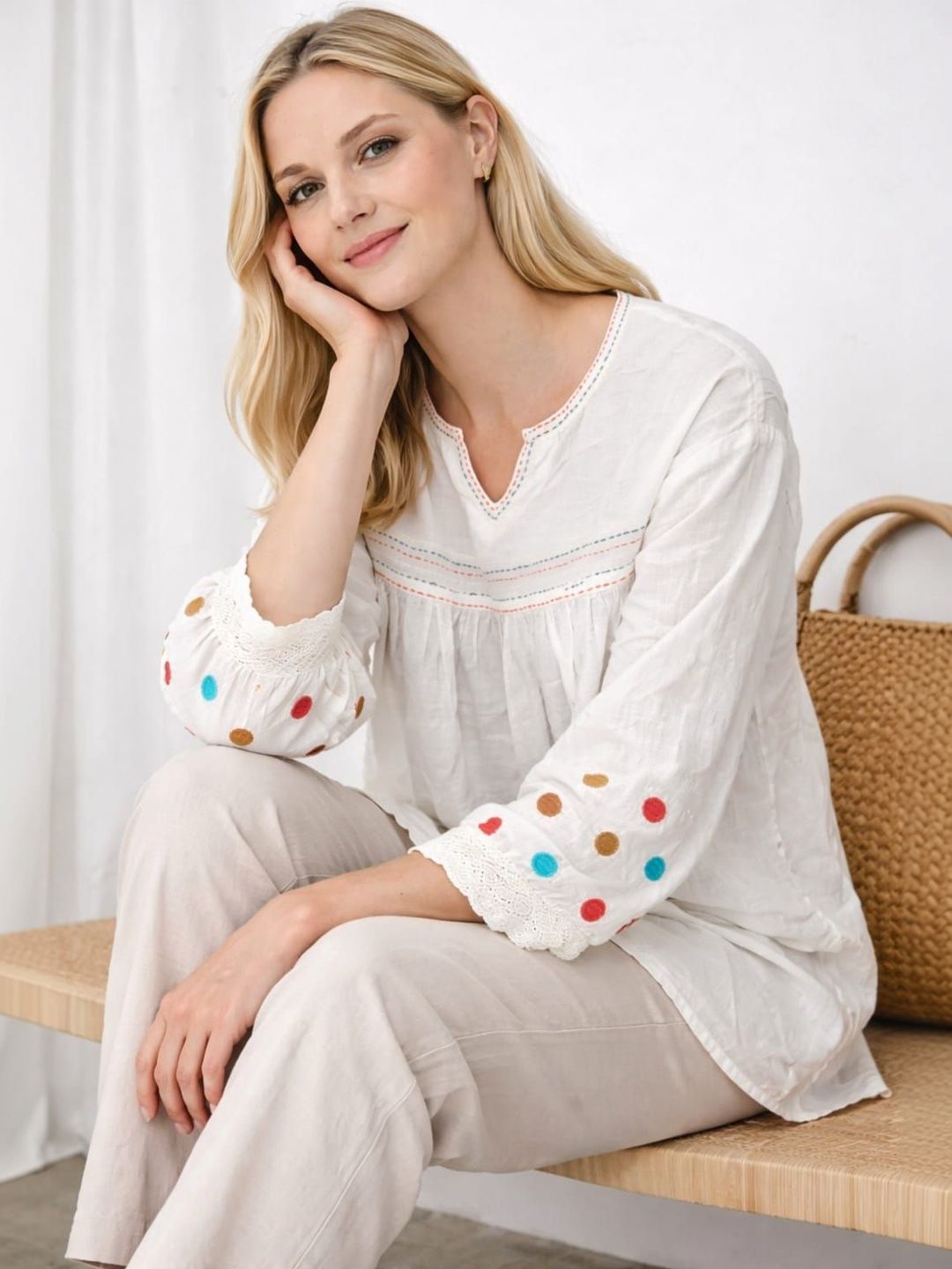 Rashmi Shree Creation Polka Dot Embroidered Ethnic Cotton Top-picture-40
