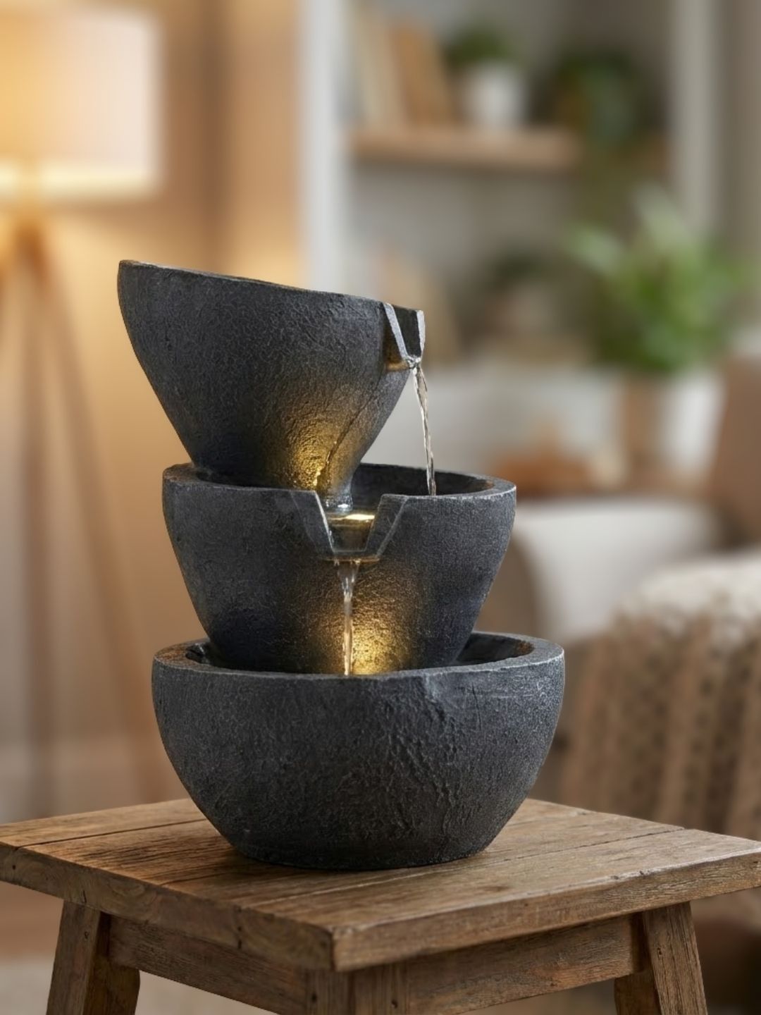 HomeTown Impression Navy Blue Textured Medium Zen Water Fountains
