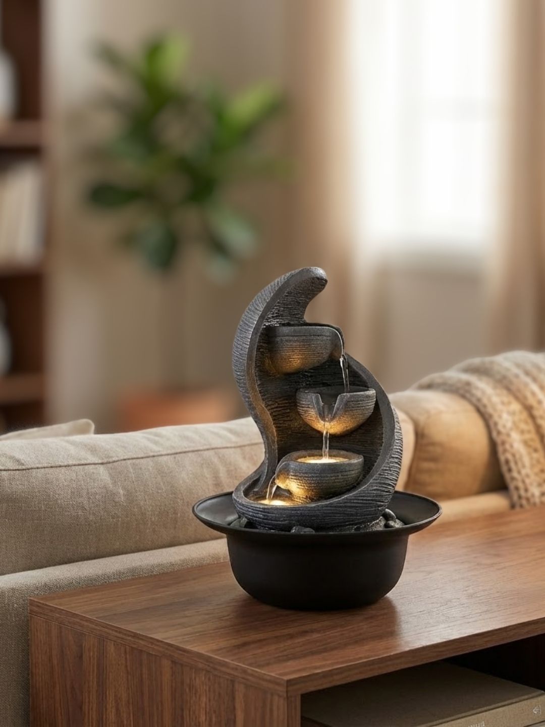 HomeTown Impression Grey & Black Textured Small Water Fountains