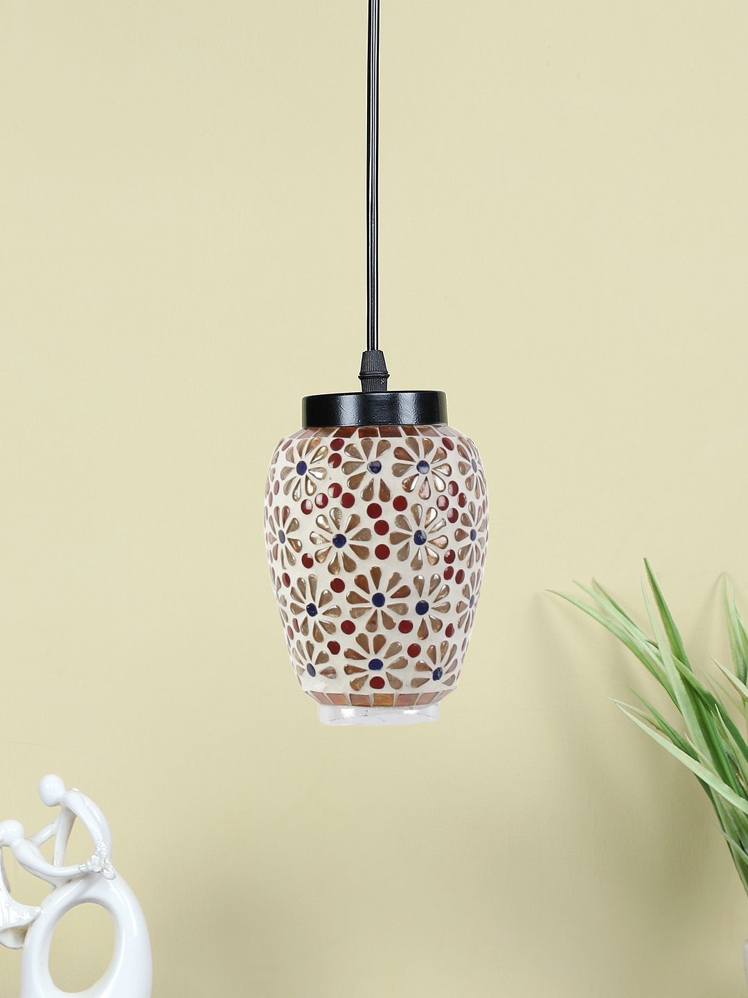 Aura Multicoloured & White Printed Glass Ceiling Lamp-picture-20